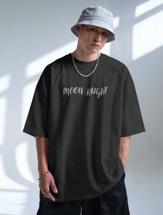 moon night black over sized short sleeves tee shirt